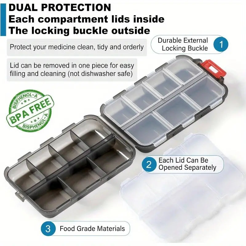 Pill Organizer - Dustproof & Moisture-Proof Recommended by Doctors